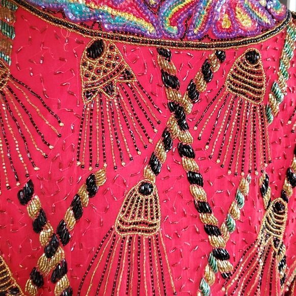 Vintage red beaded jacket - Picture 12 of 16